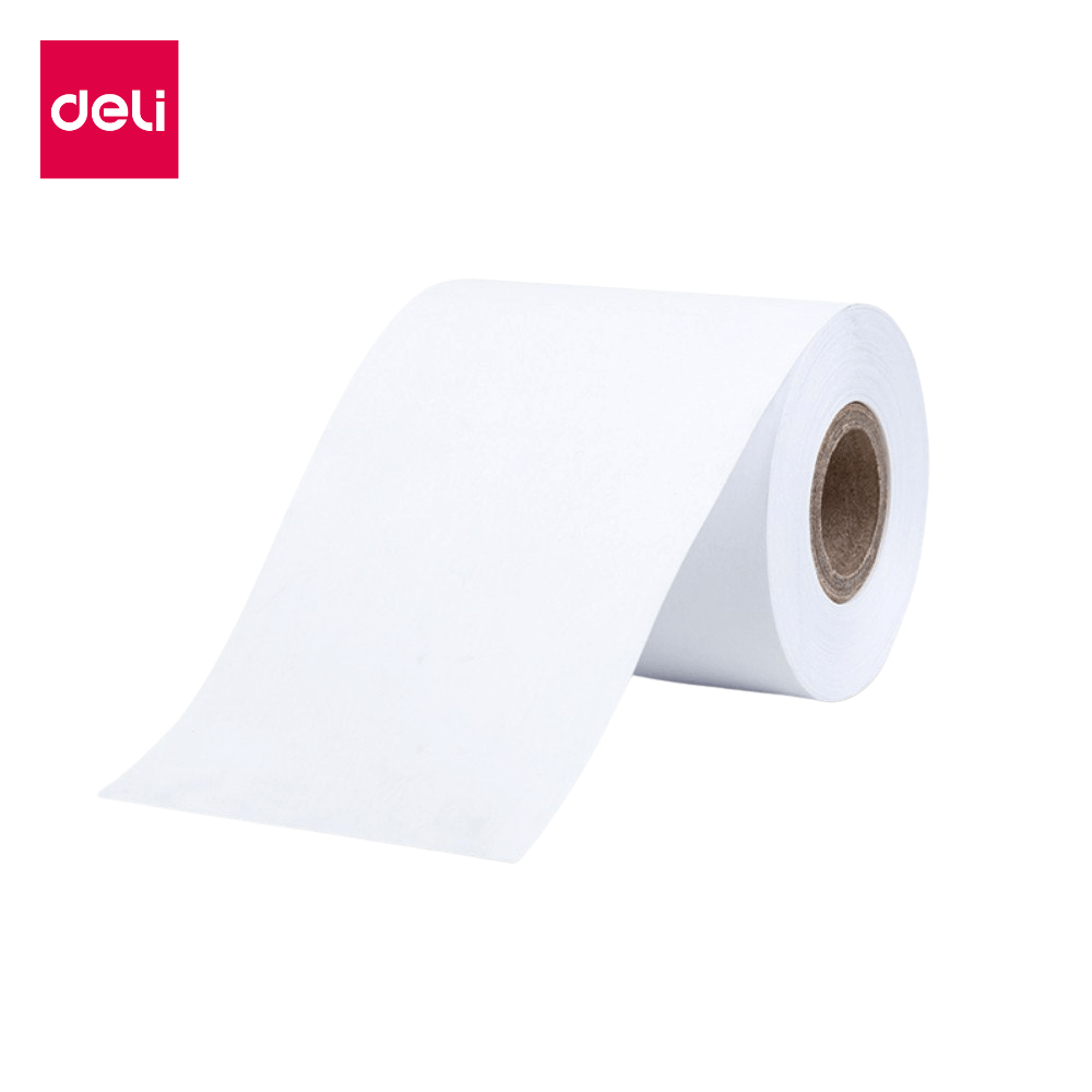 กระดาษสติ๊กเกอร์ความร้อน DELI 3202-WH-01 ขนาด 50X57 มม. สีขาว (1 ม้วน)_0